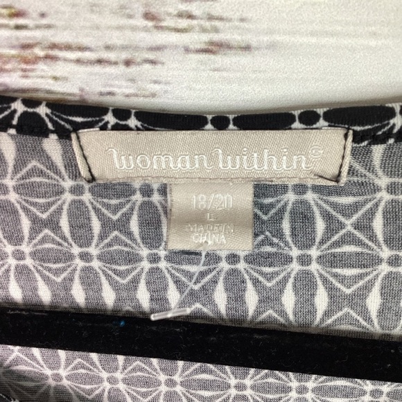 WOMAN WITHIN PLUS SIZE 18 20 TOP BLACK WHITE BLOUSE GUC - Picture 11 of 12